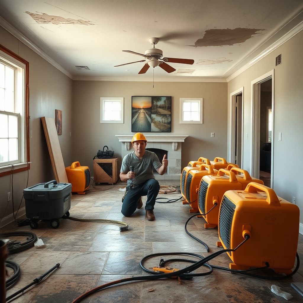 A technician using a thermal imaging camera to detect hidden moisture behind a stucco wall in a Tarpon Springs residence.